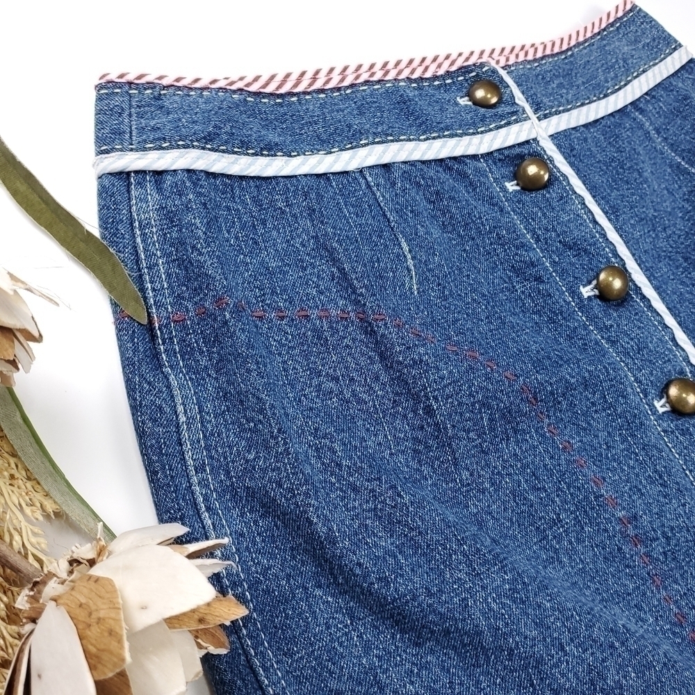 New Etcetera Blue Jean Denim Candy Cane Button Front Size 8 - Picture 10 of 13